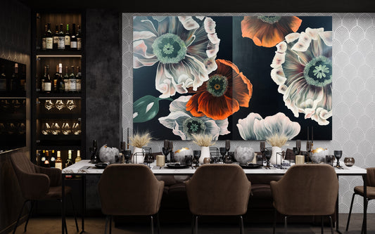 "Floating Blossoms", Original Painting (Diptych)