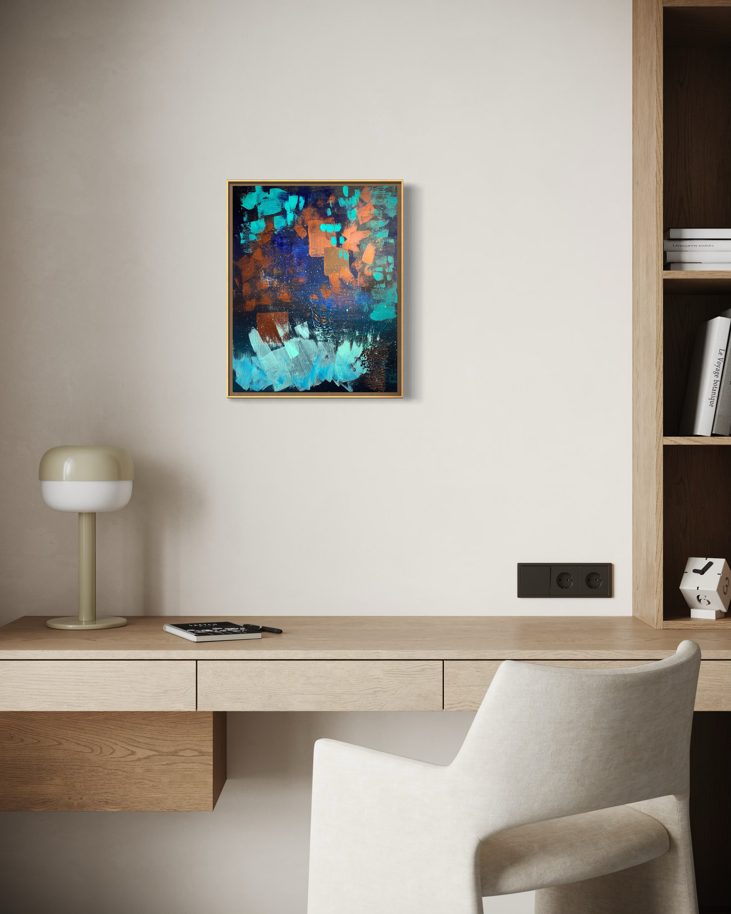"Floating Wishing Lanterns", Original Painting (Framed)