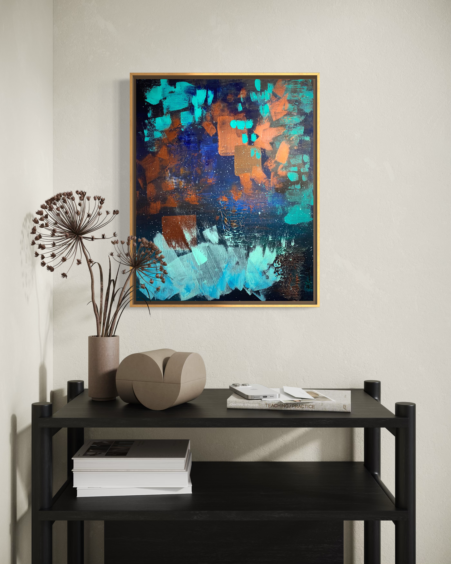 "Floating Wishing Lanterns", Original Painting (Framed)