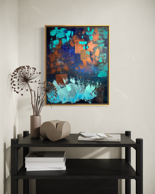 "Floating Wishing Lanterns", Original Painting (Framed)
