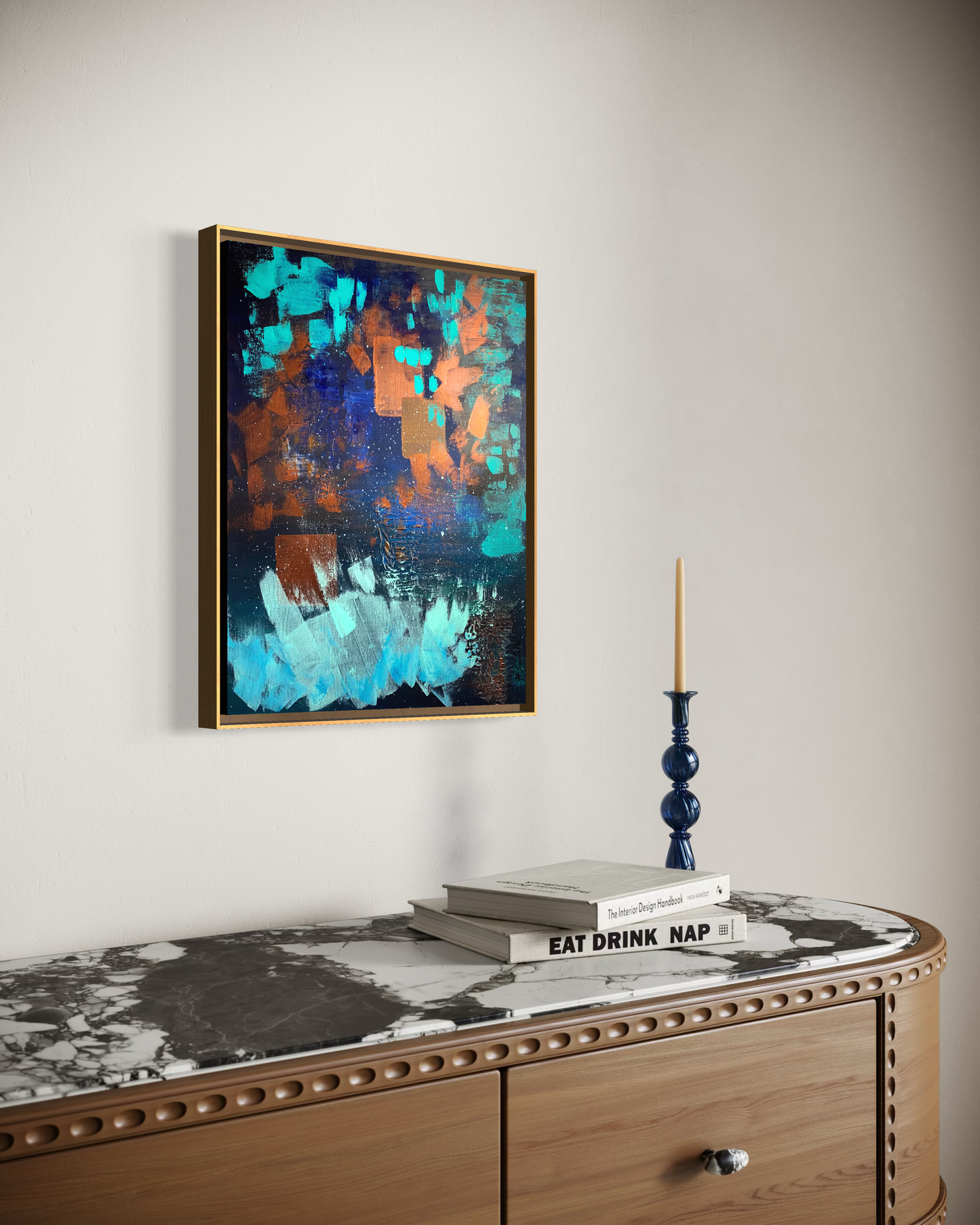 "Floating Wishing Lanterns", Original Painting (Framed)