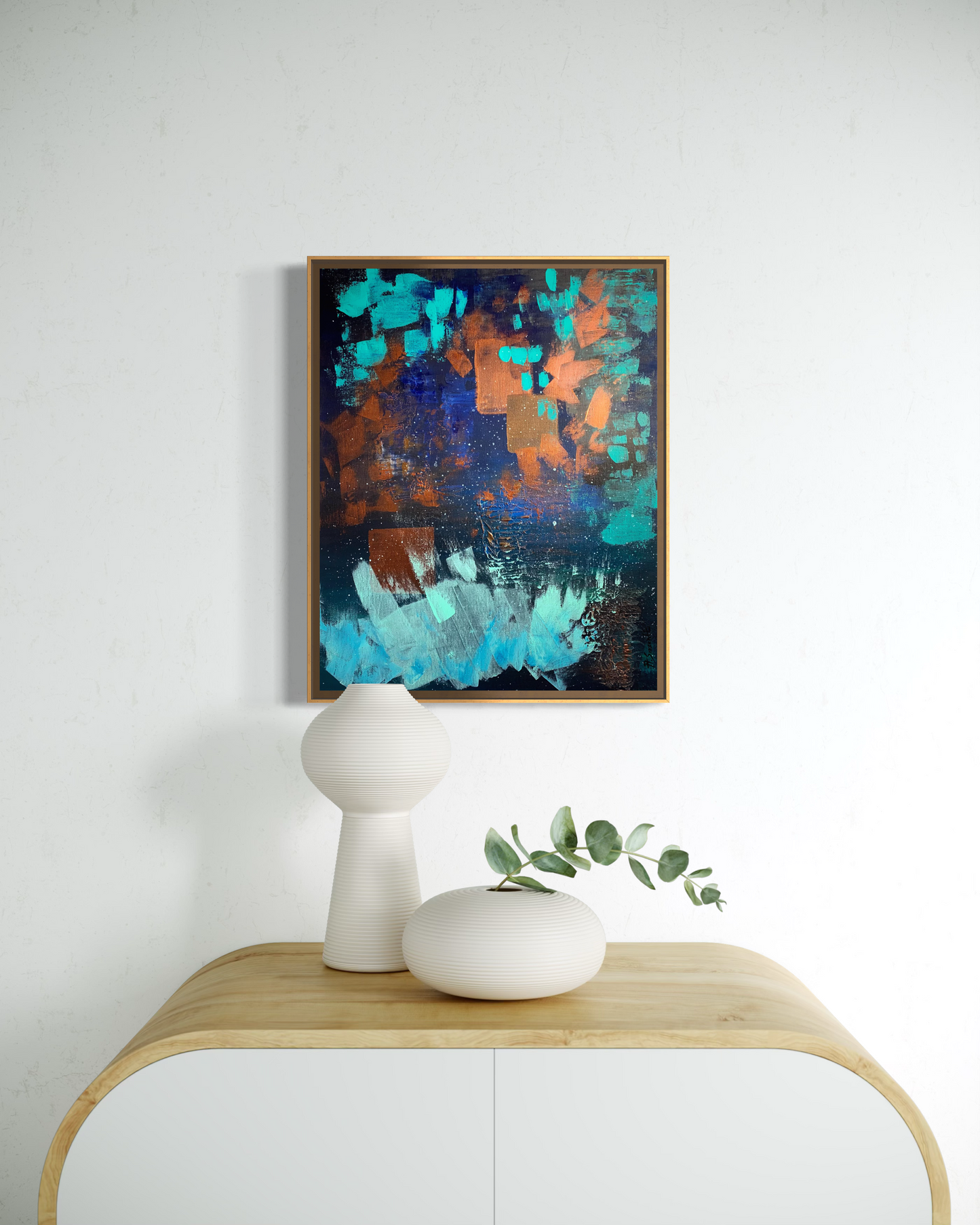 "Floating Wishing Lanterns", Original Painting (Framed)