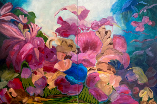 "Luminous Fantasia", Original Oil Painting (Diptych)
