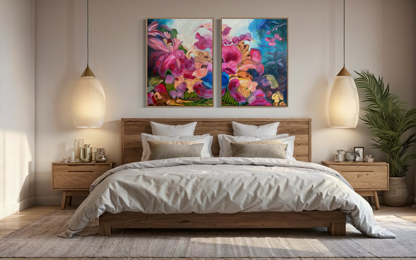 "Luminous Fantasia", Original Oil Painting (Diptych)