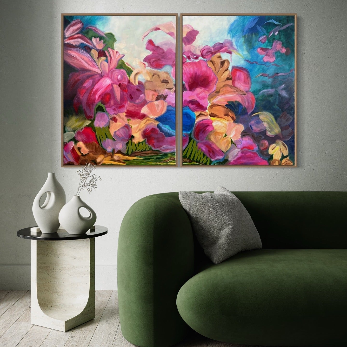 "Luminous Fantasia", Original Oil Painting (Diptych)