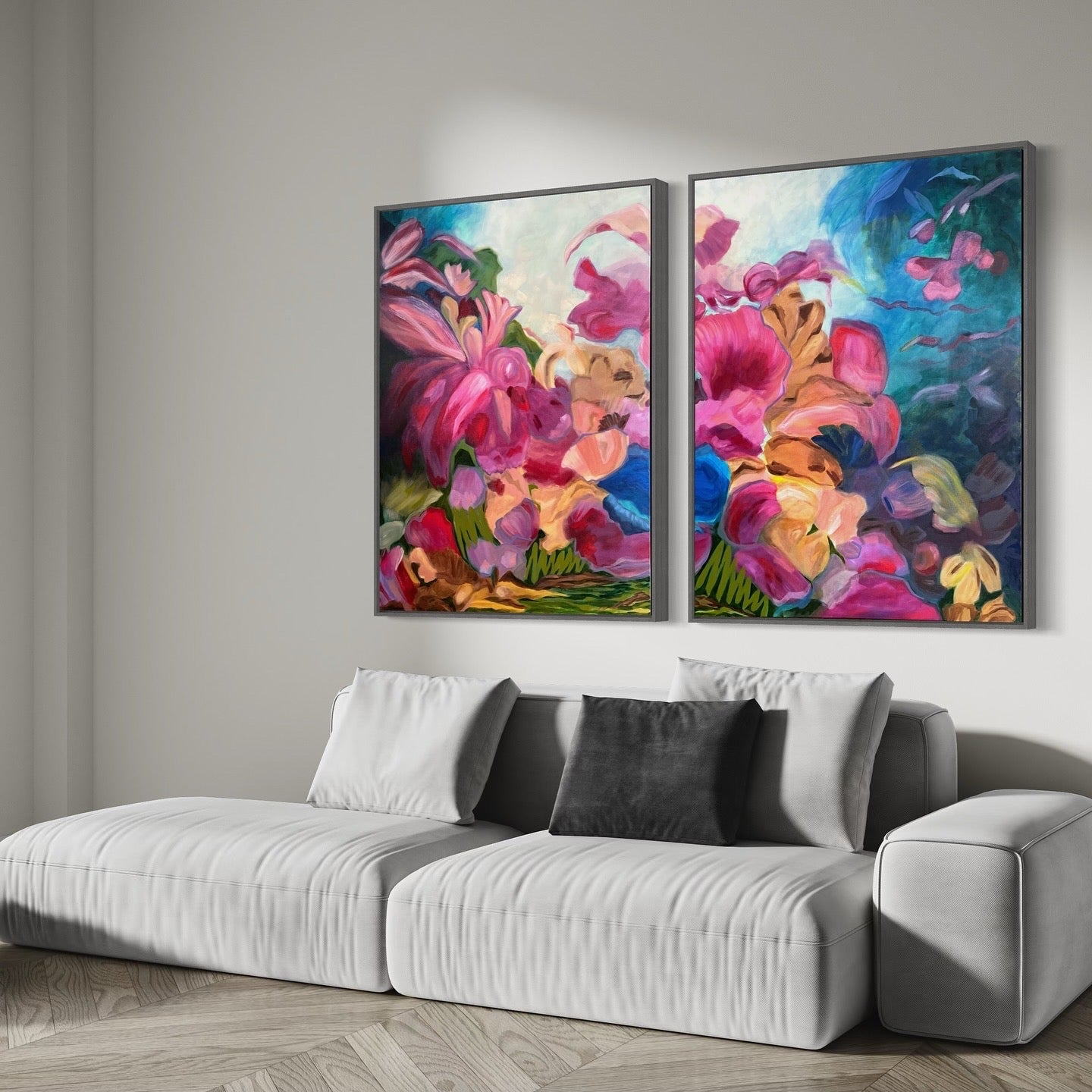 "Luminous Fantasia", Original Oil Painting (Diptych)