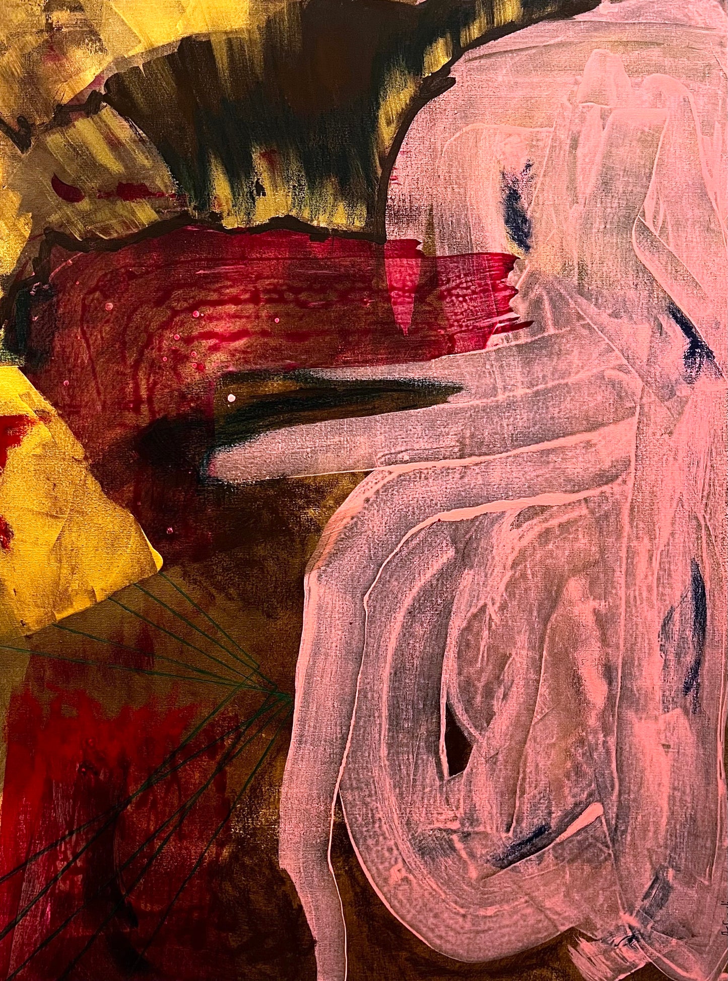 "Ritual of Light and Shadow", Original Painting (Framed)